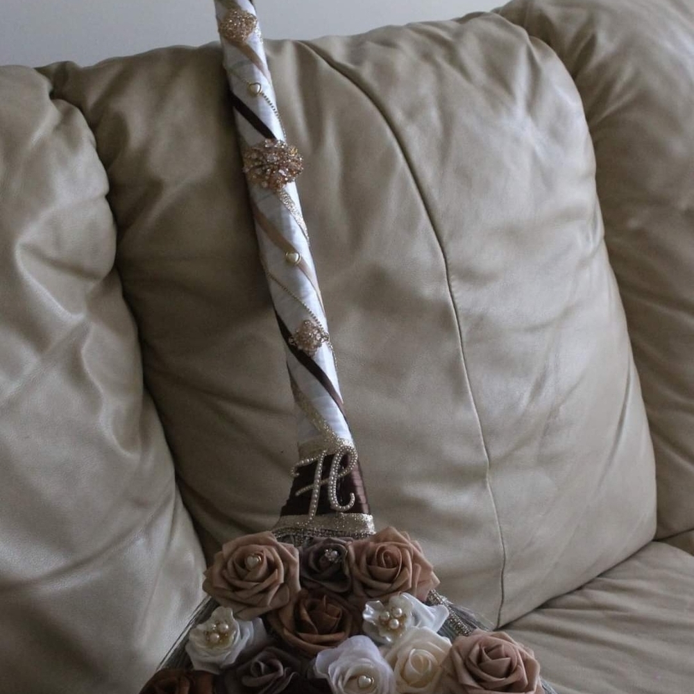 Customizable Elegant Brooch Broom And Bouquet Set